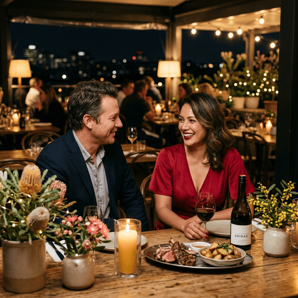 Couple enjoying a romantic restaurant date